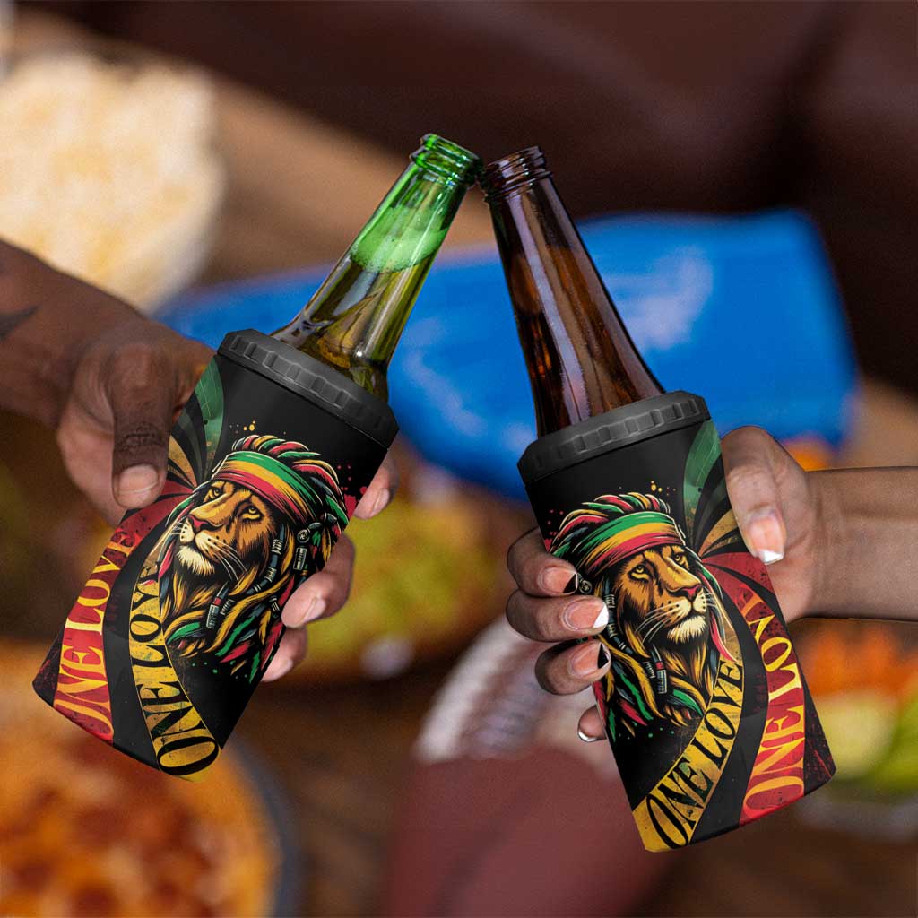 Black Jamaican 4 in 1 Can Cooler Tumbler Rastafarian Lion One Love
