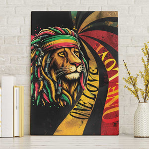 Black Jamaican Canvas Wall Art Rastafarian Lion One Love