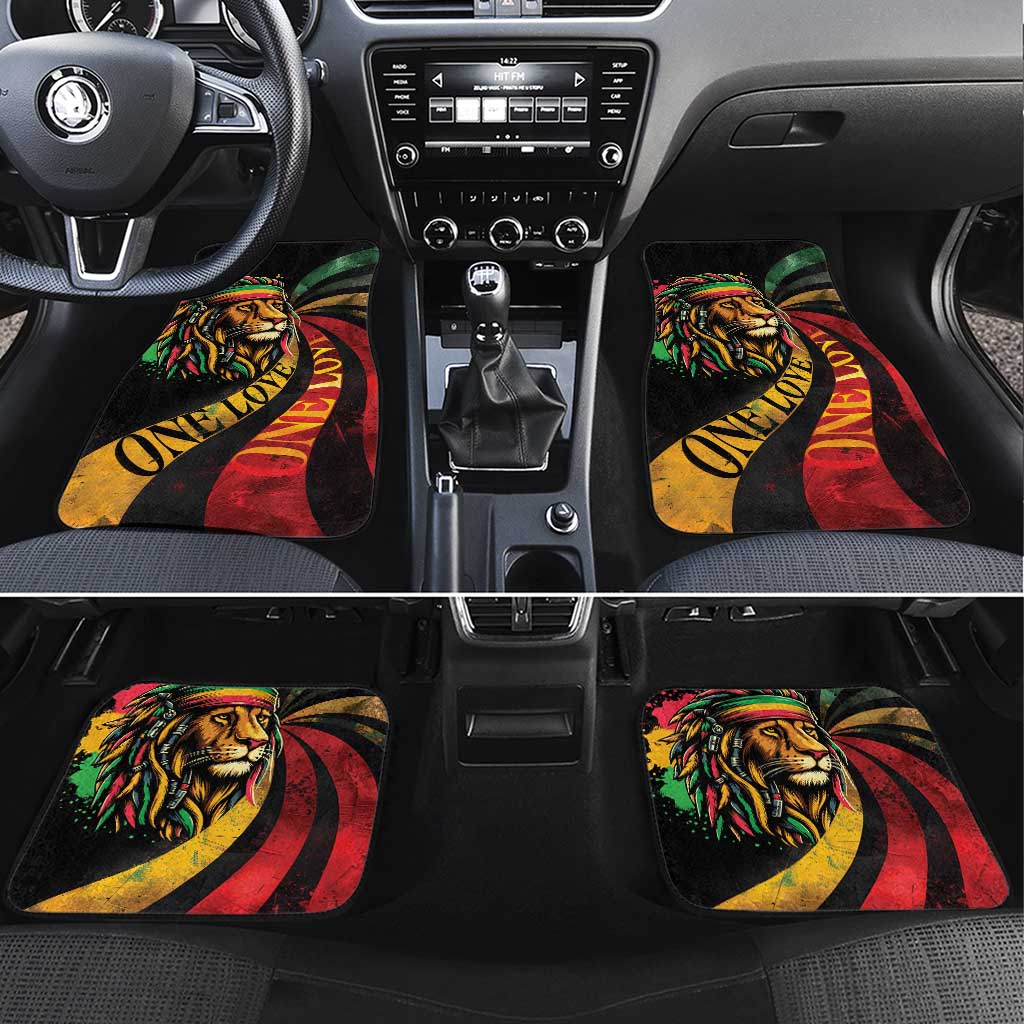 Black Jamaican Car Mats Rastafarian Lion One Love