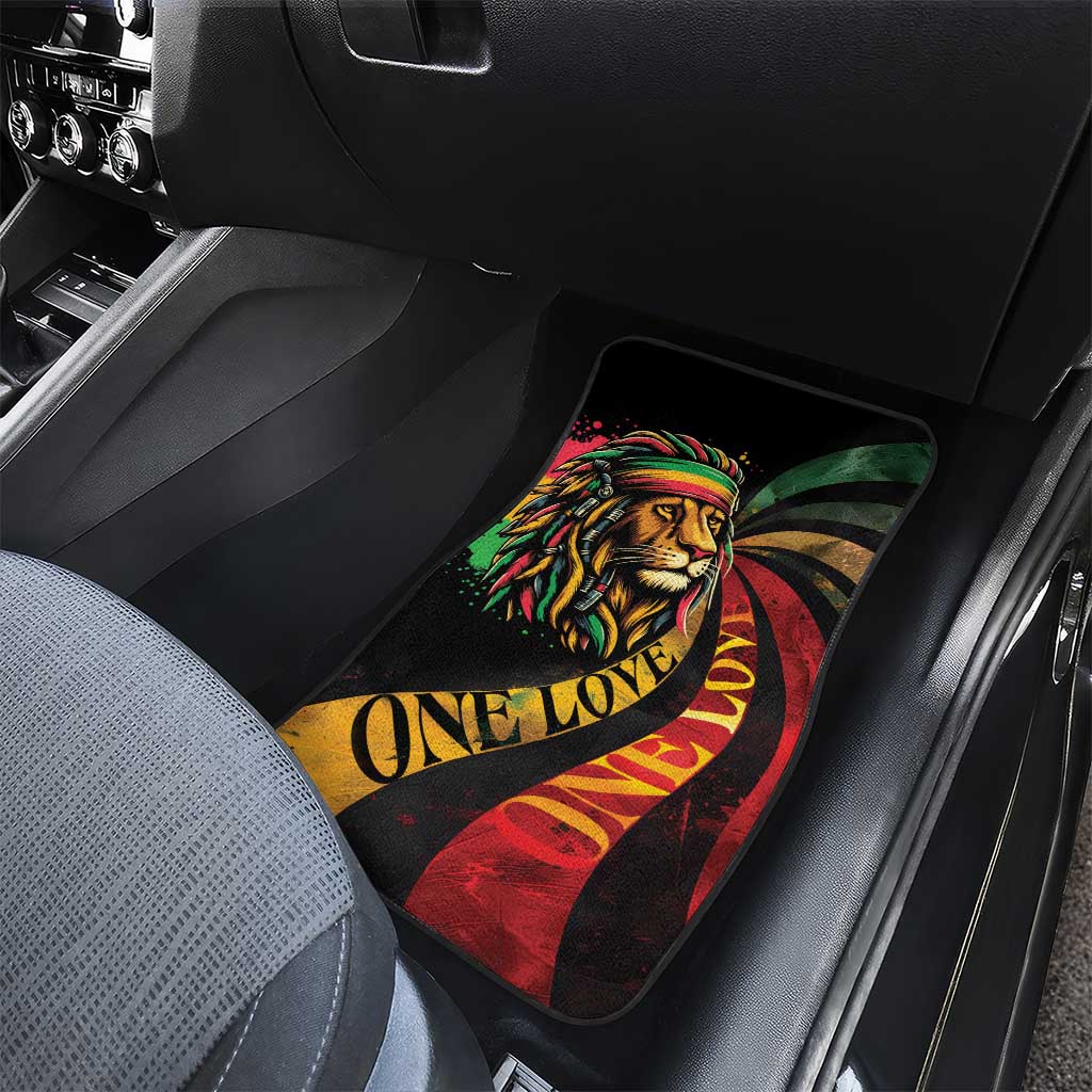 Black Jamaican Car Mats Rastafarian Lion One Love