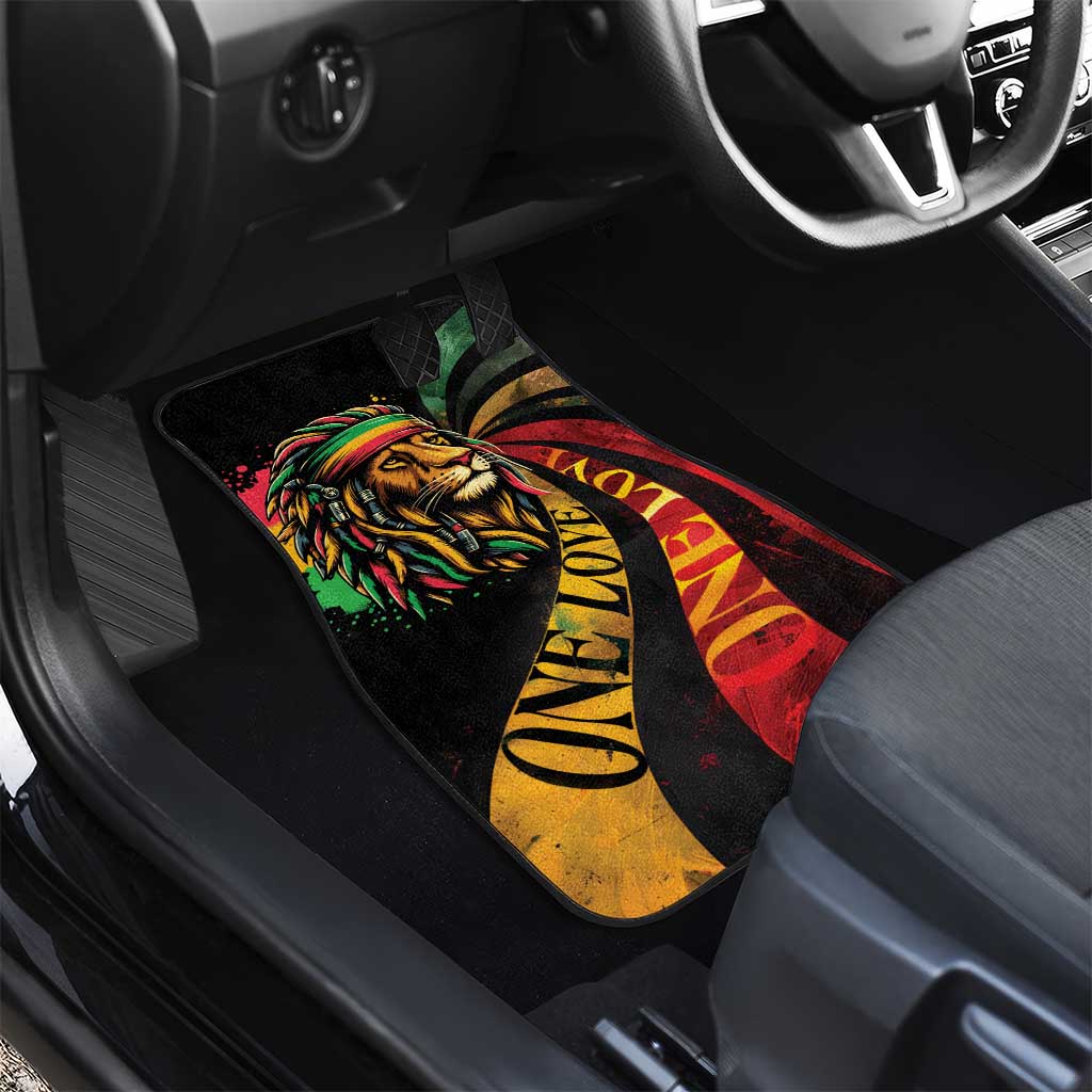 Black Jamaican Car Mats Rastafarian Lion One Love