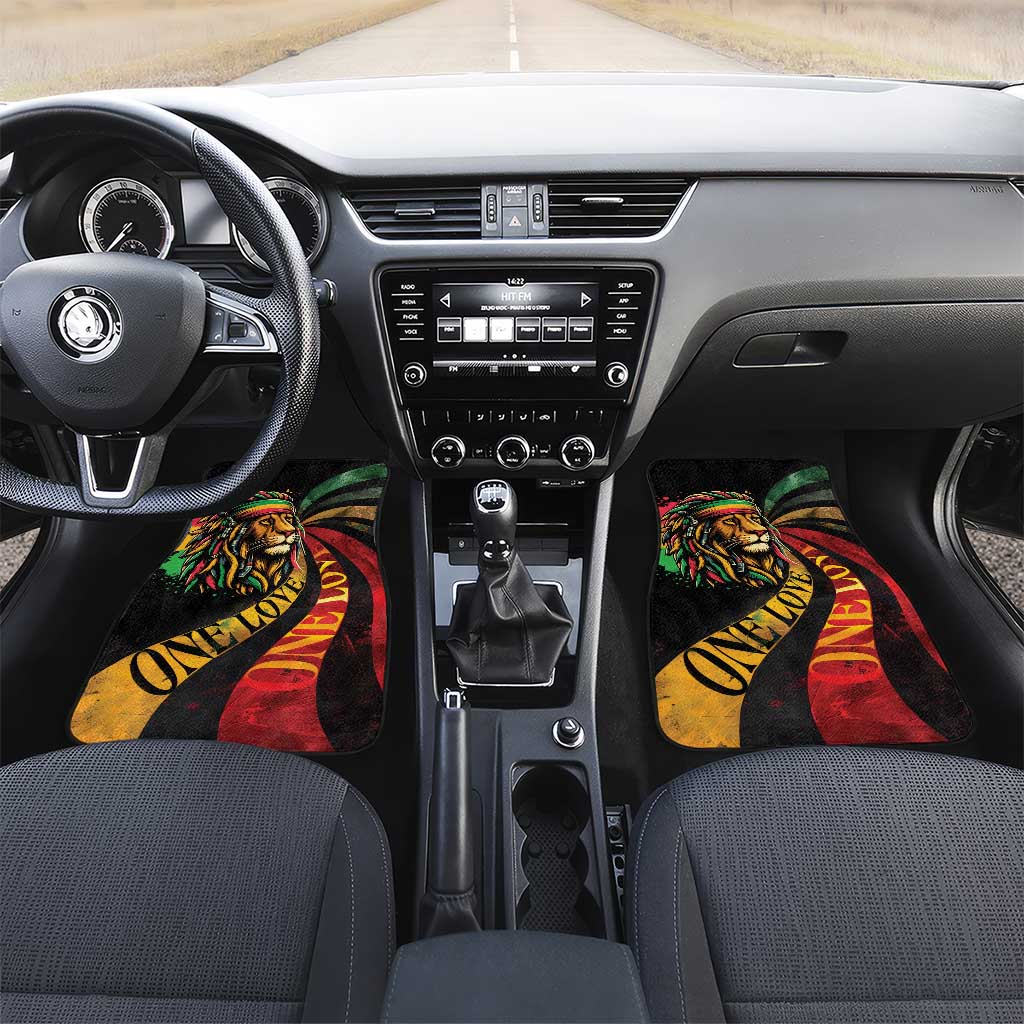 Black Jamaican Car Mats Rastafarian Lion One Love