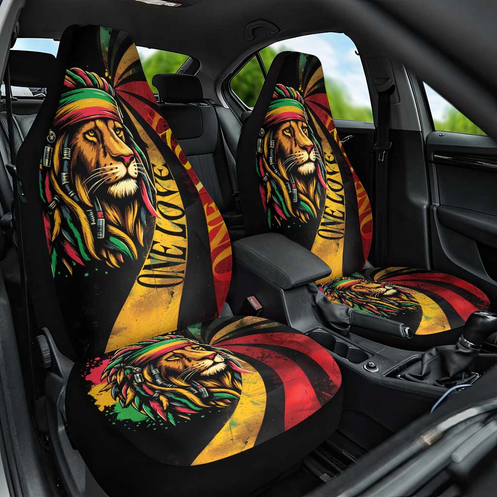 Black Jamaican Car Seat Cover Rastafarian Lion One Love