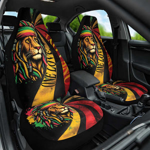 Black Jamaican Car Seat Cover Rastafarian Lion One Love