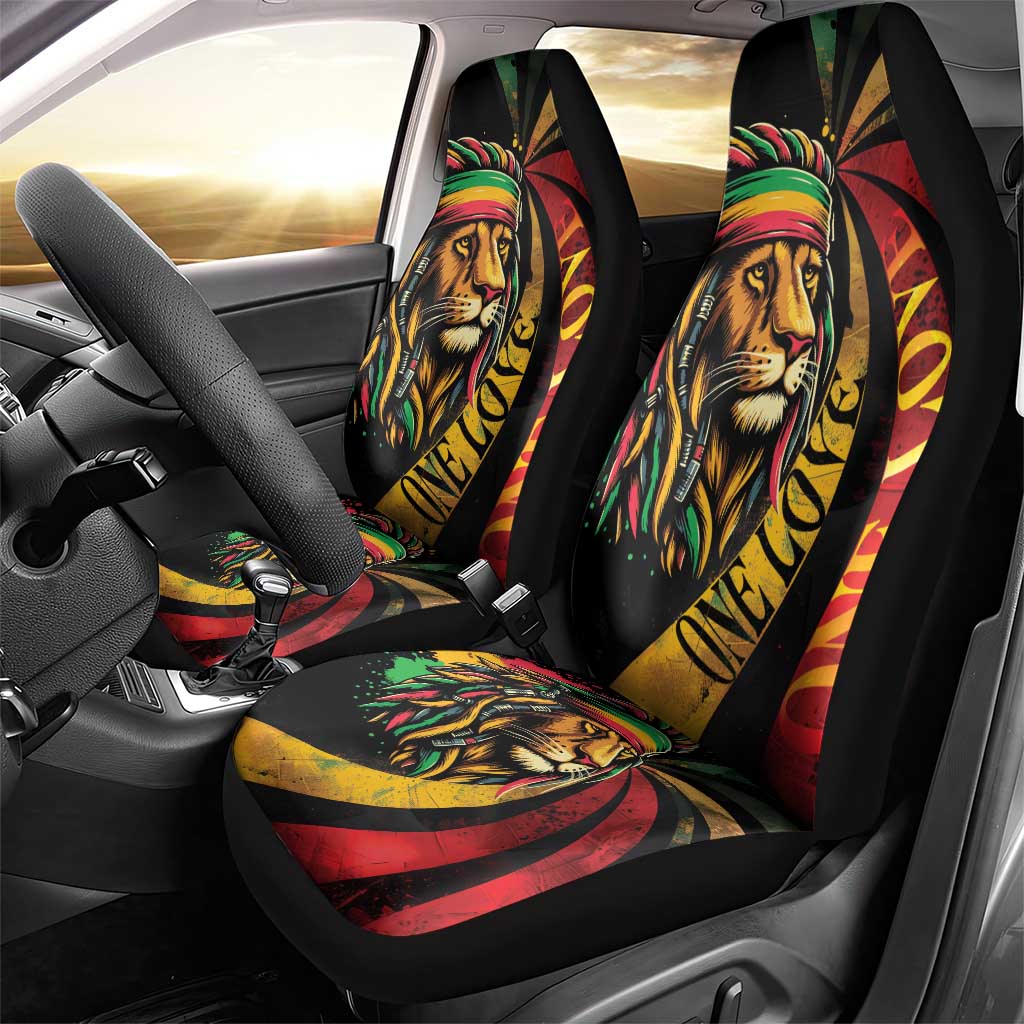 Black Jamaican Car Seat Cover Rastafarian Lion One Love