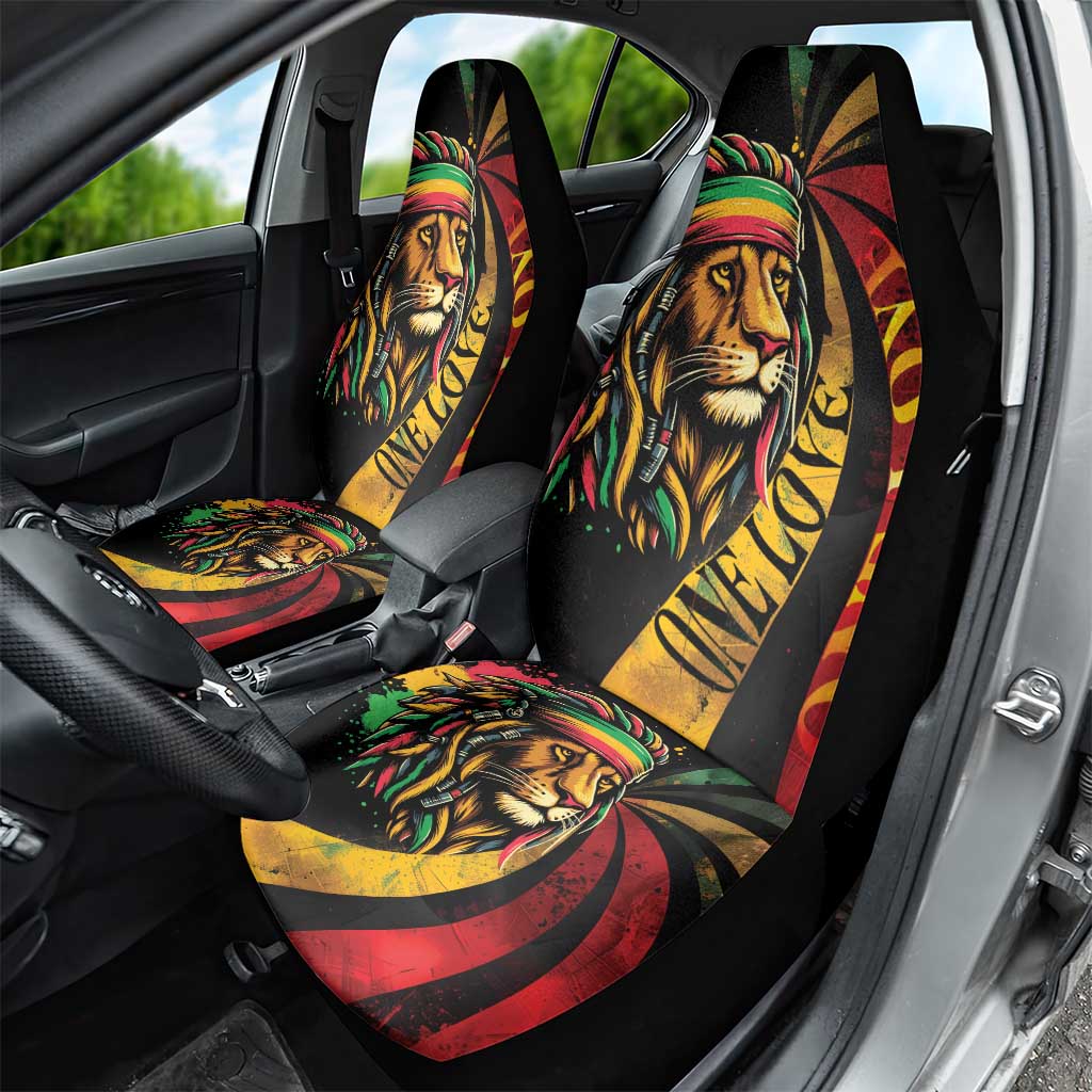 Black Jamaican Car Seat Cover Rastafarian Lion One Love