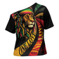 Black Jamaican Cross Shoulder Shirt Rastafarian Lion One Love