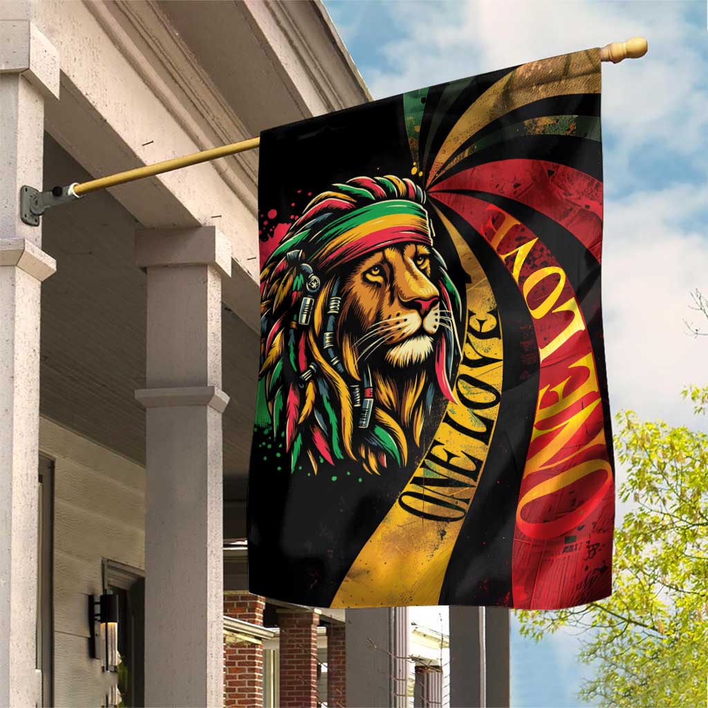 Black Jamaican Garden Flag Rastafarian Lion One Love by AfricanPride