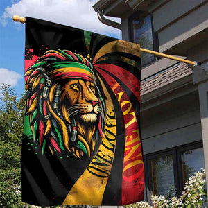 Black Jamaican Garden Flag Rastafarian Lion One Love
