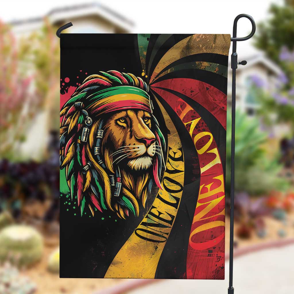 Black Jamaican Garden Flag Rastafarian Lion One Love