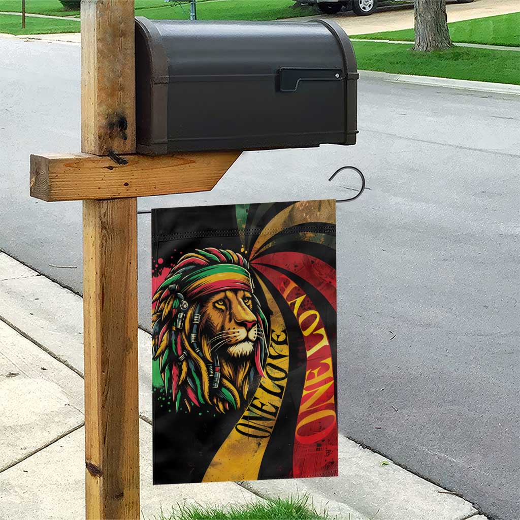 Black Jamaican Garden Flag Rastafarian Lion One Love