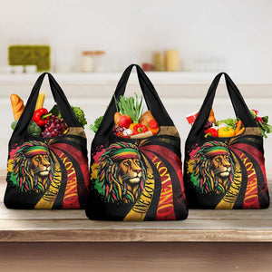 Black Jamaican Grocery Bag Rastafarian Lion One Love