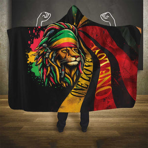 Black Jamaican Hooded Blanket Rastafarian Lion One Love
