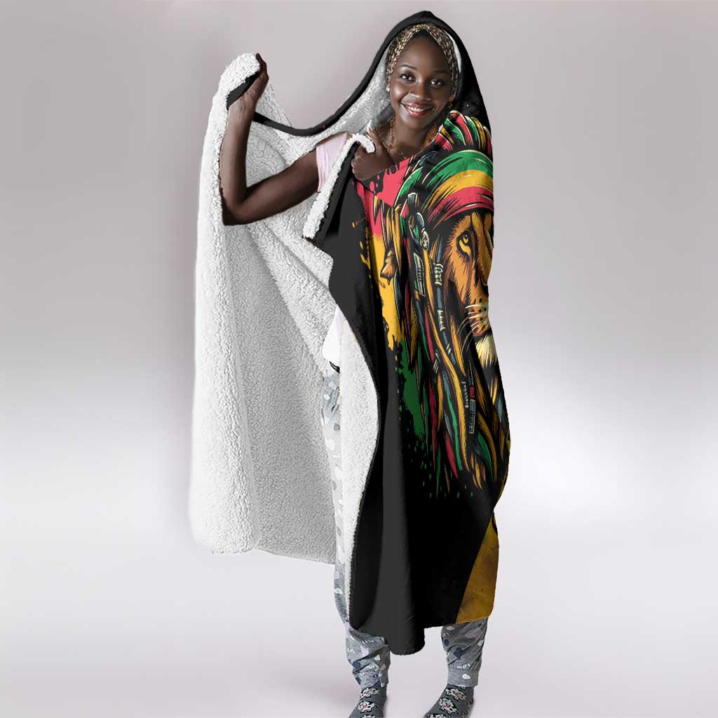 Black Jamaican Hooded Blanket Rastafarian Lion One Love