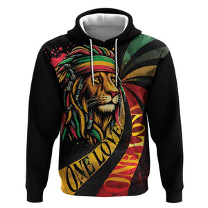 Black Jamaican Hoodie Rastafarian Lion One Love LT9