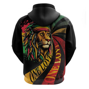 Black Jamaican Hoodie Rastafarian Lion One Love LT9