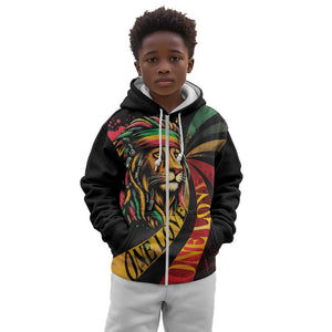 Black Jamaican Kid Hoodie Rastafarian Lion One Love LT9