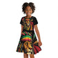 Black Jamaican Kid Short Sleeve Dress Rastafarian Lion One Love LT9