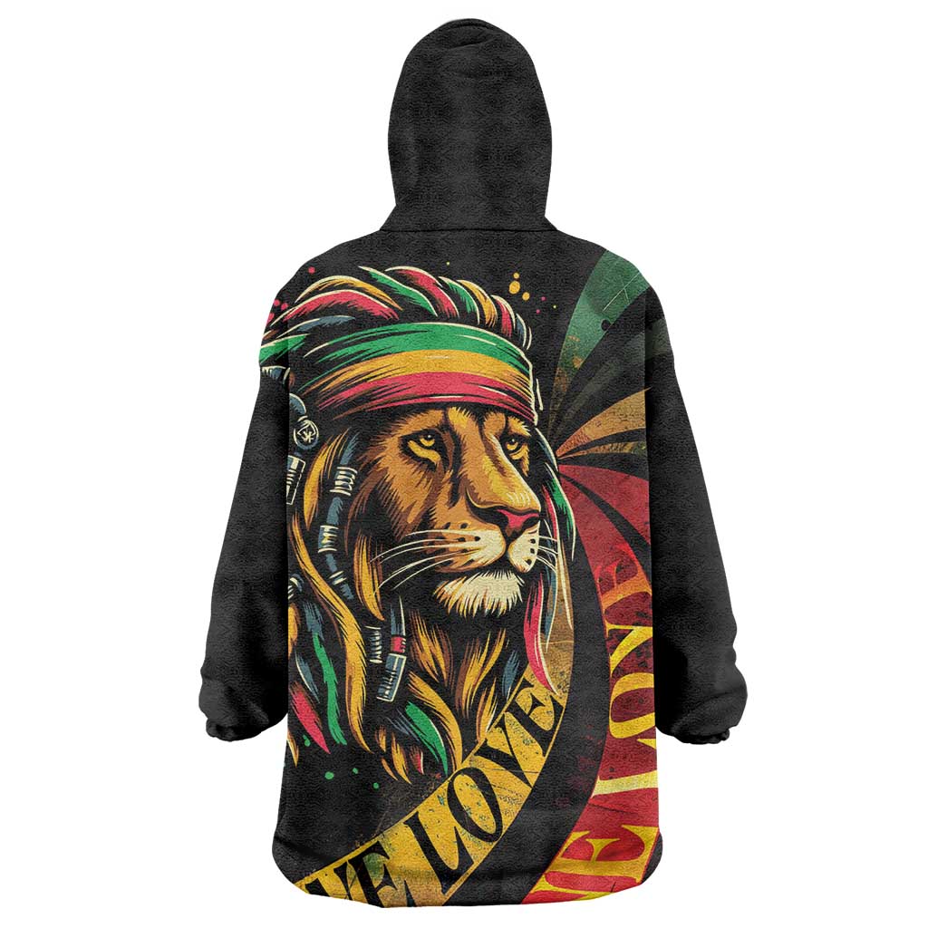 Black Jamaican Kid Wearable Blanket Hoodie Rastafarian Lion One Love LT9