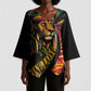 Black Jamaican Kimono Sleeve Blouse Rastafarian Lion One Love
