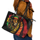 Black Jamaican Leather Tote Bag Rastafarian Lion One Love