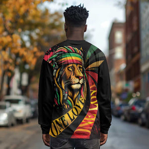 Black Jamaican Long Sleeve Shirt Rastafarian Lion One Love LT9