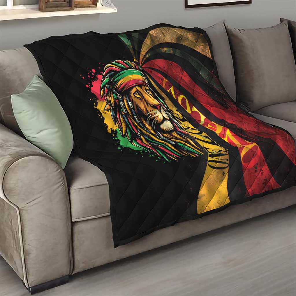 Black Jamaican Quilt Rastafarian Lion One Love