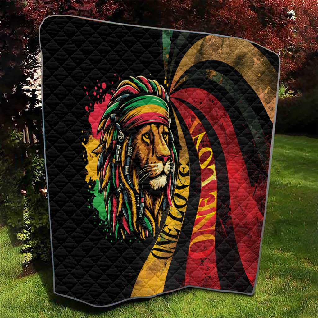 Black Jamaican Quilt Rastafarian Lion One Love