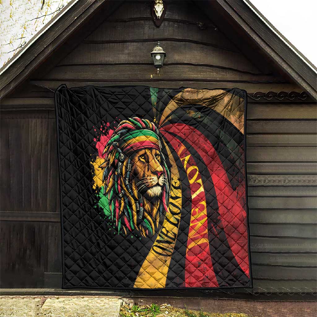 Black Jamaican Quilt Rastafarian Lion One Love