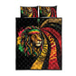 Black Jamaican Quilt Bed Set Rastafarian Lion One Love