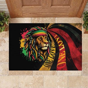 Black Jamaican Rubber Doormat Rastafarian Lion One Love