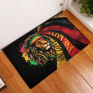 Black Jamaican Rubber Doormat Rastafarian Lion One Love