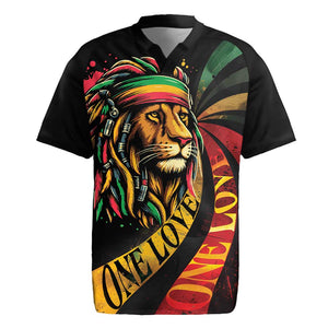 Black Jamaican Rugby Jersey Rastafarian Lion One Love LT9
