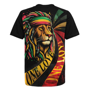 Black Jamaican Rugby Jersey Rastafarian Lion One Love LT9
