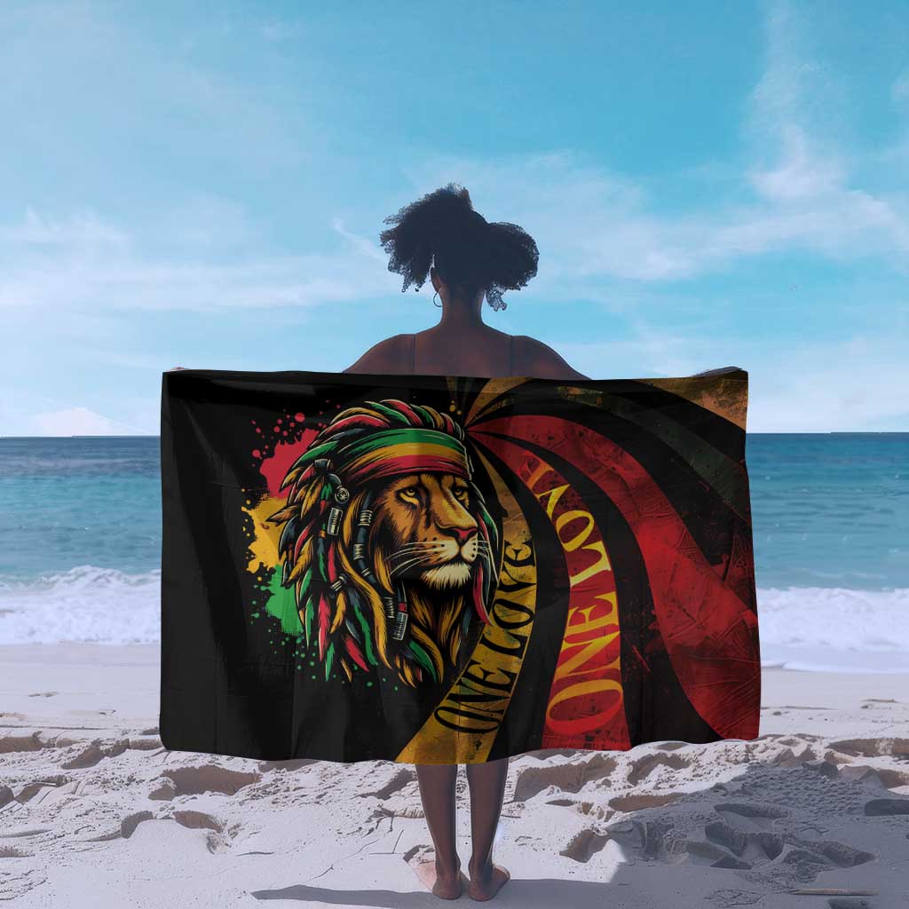 Black Jamaican Sarong Rastafarian Lion One Love