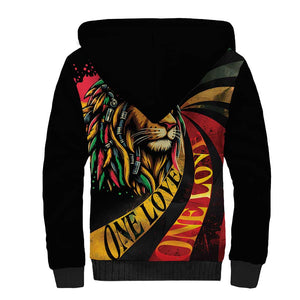 Black Jamaican Sherpa Hoodie Rastafarian Lion One Love LT9