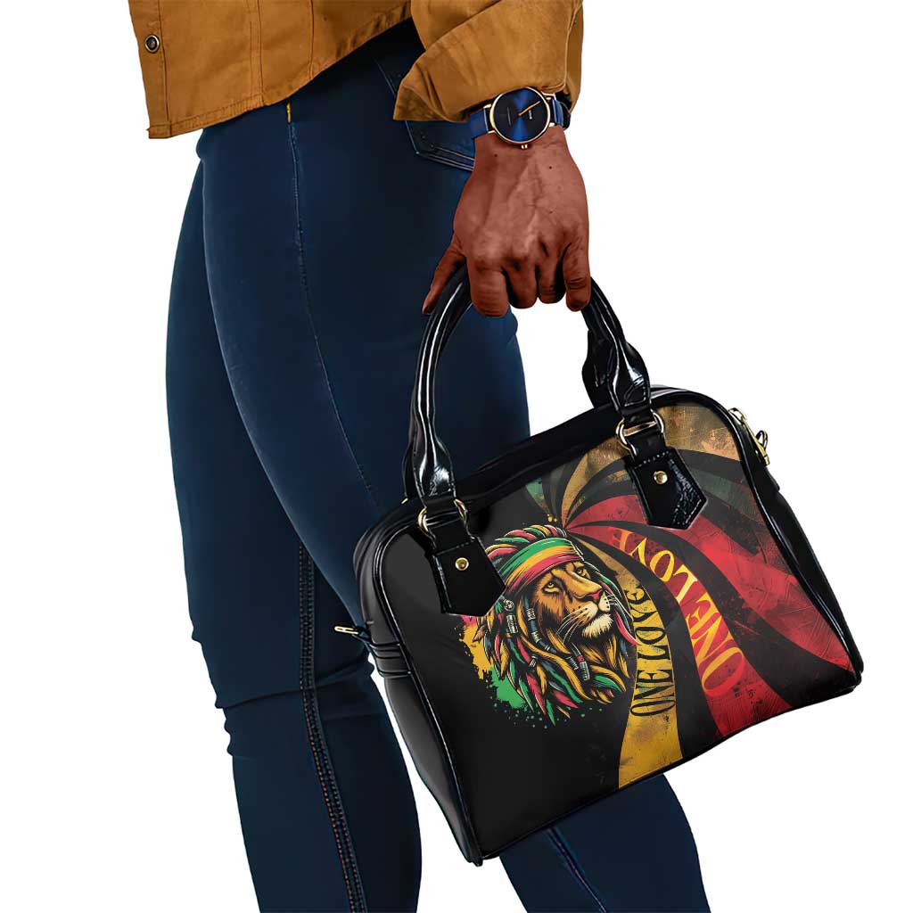 Black Jamaican Shoulder Handbag Rastafarian Lion One Love