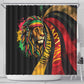 Black Jamaican Shower Curtain Rastafarian Lion One Love