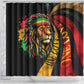 Black Jamaican Shower Curtain Rastafarian Lion One Love