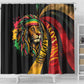 Black Jamaican Shower Curtain Rastafarian Lion One Love
