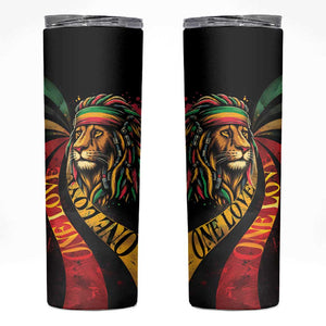 Black Jamaican Skinny Tumbler Rastafarian Lion One Love