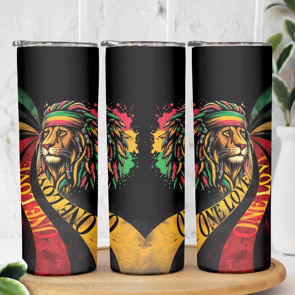 Black Jamaican Skinny Tumbler Rastafarian Lion One Love