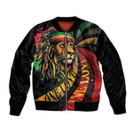 Black Jamaican Sleeve Zip Bomber Jacket Rastafarian Lion One Love LT9