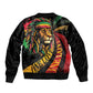 Black Jamaican Sleeve Zip Bomber Jacket Rastafarian Lion One Love LT9