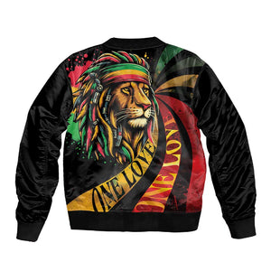 Black Jamaican Sleeve Zip Bomber Jacket Rastafarian Lion One Love LT9