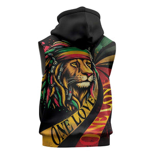 Black Jamaican Sleeveless Hoodie Rastafarian Lion One Love - African Pride