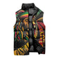 Black Jamaican Sleeveless Puffer Jacket Rastafarian Lion One Love