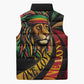 Black Jamaican Sleeveless Puffer Jacket Rastafarian Lion One Love