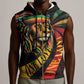 Black Jamaican Sleeveless Zip Hoodie Rastafarian Lion One Love - African Pride