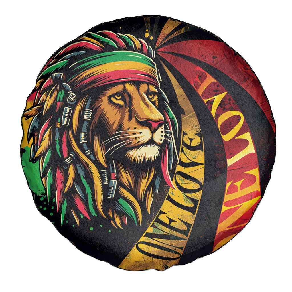 Black Jamaican Spare Tire Cover Rastafarian Lion One Love